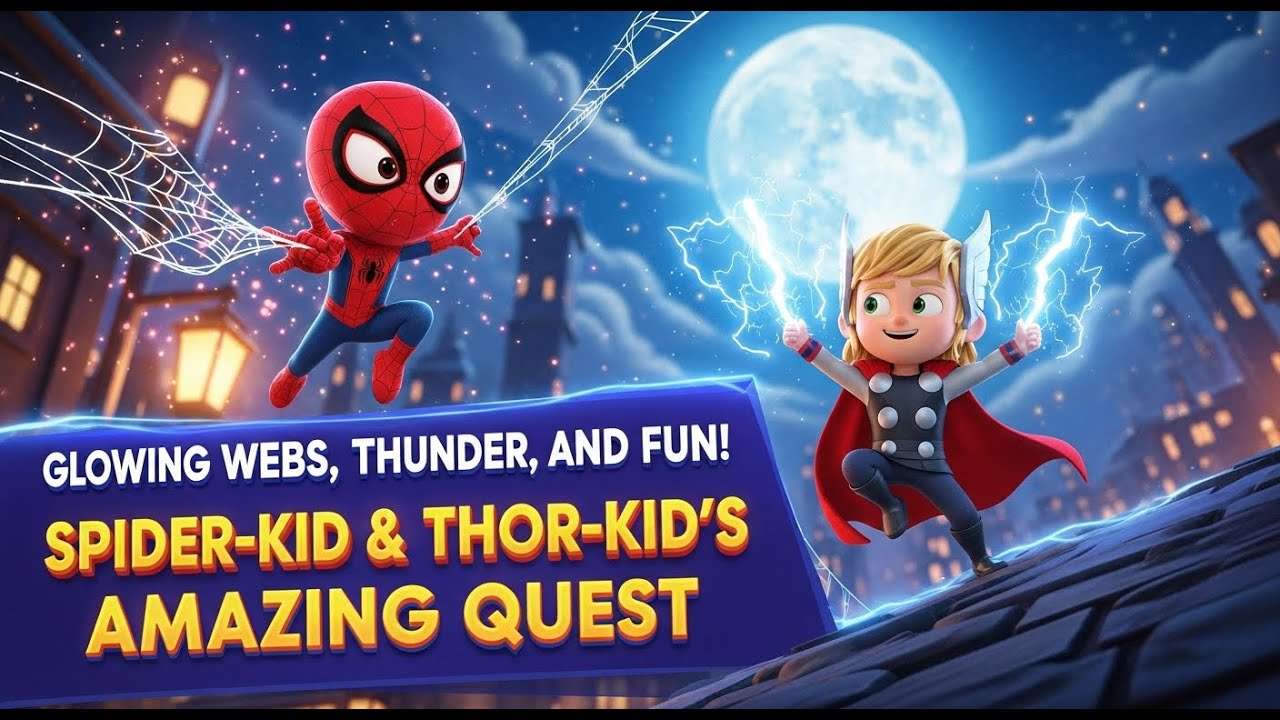 Watch Spider-Kid & Thor-Kid Battle the Glowing White Wolf – Pixar-Style Animation!