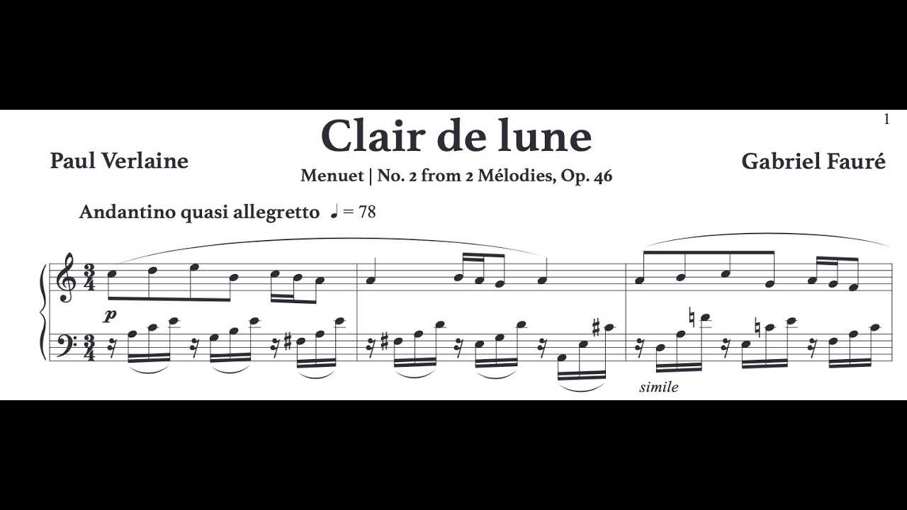 Clair de lune (A Minor), Gabriel Fauré, Piano Accompaniment.
