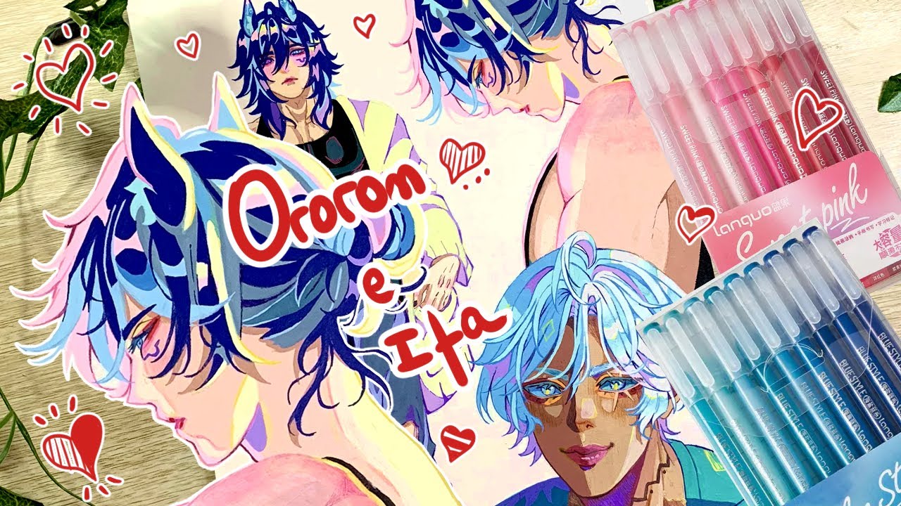 Pintando con Lápices de Gel | Dibujando a Ororon (mi amado❤️) e Ifa de Genshin Impact