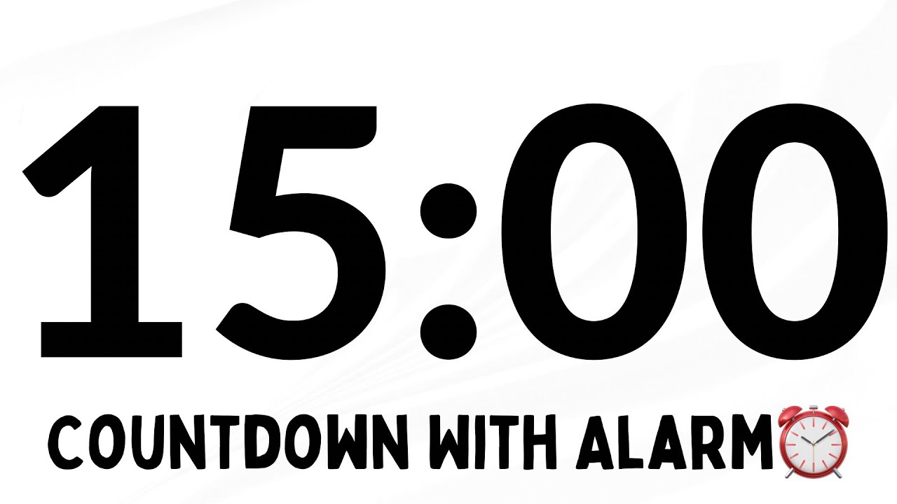 15 Minute Timer Countdown | ✅  With ALARM | ❌ No Music | ❌ No Ads