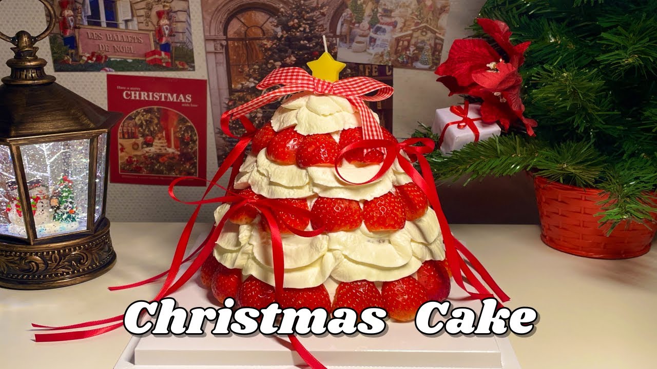 🎄미리 메리 크리스마스🎅 진짜 맛있는 딸기 트리 케이크 만들기🎁🍰 (제누와즈 부터 리본 토퍼 만드는 방법까지!)ㅣ크리스마스 베이킹ㅣchristmas baking