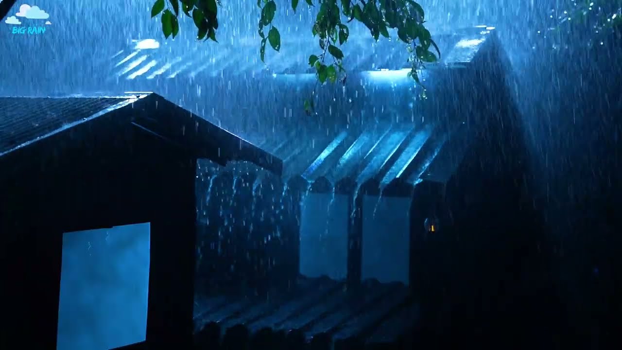 Fall Asleep Fast In 3 Minutes With Torrential Rain On Tin Roof & Powerful Thunder Sounds At Night
