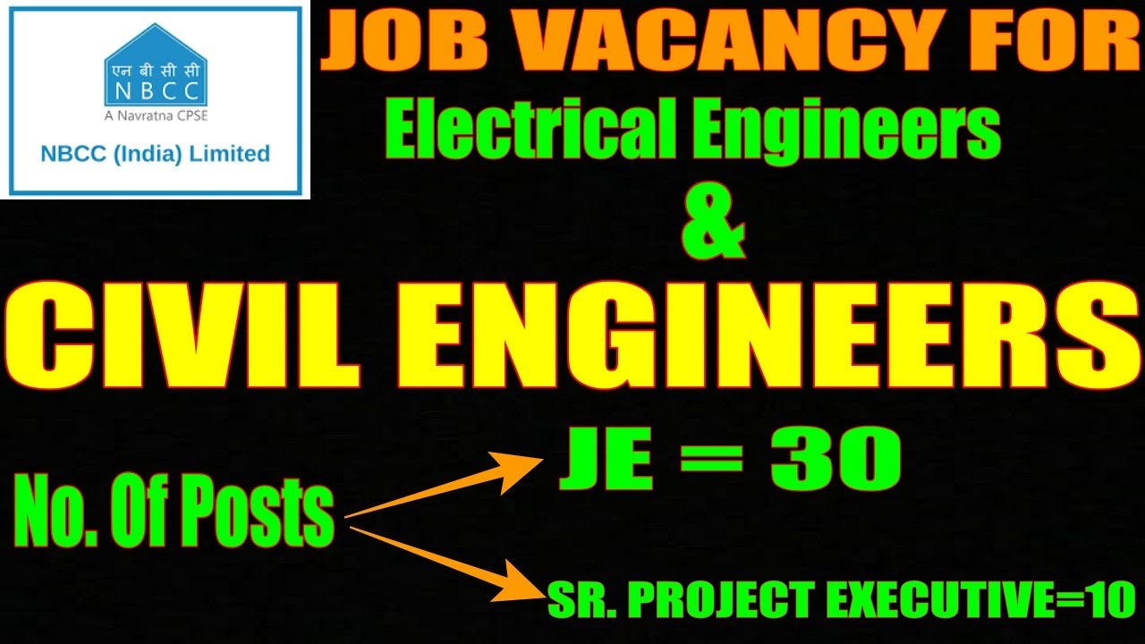 JE Civil & Sr Project Executive Vacancy In NBCC #NbccJobs #job  @CivilEngineeringConcepts-no2ks