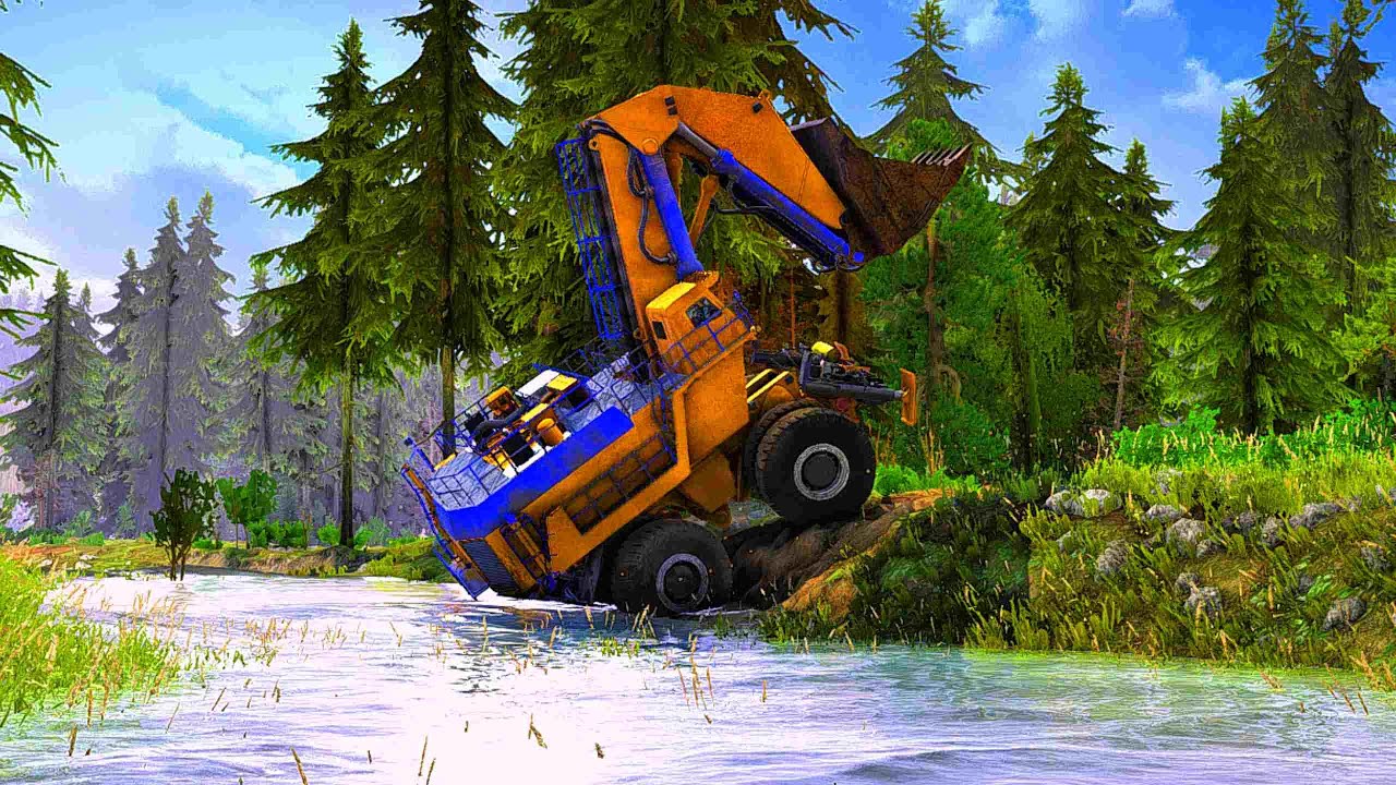 CRAZY CHALLENGE: Giant Mining Shovel Driving Through Deep River