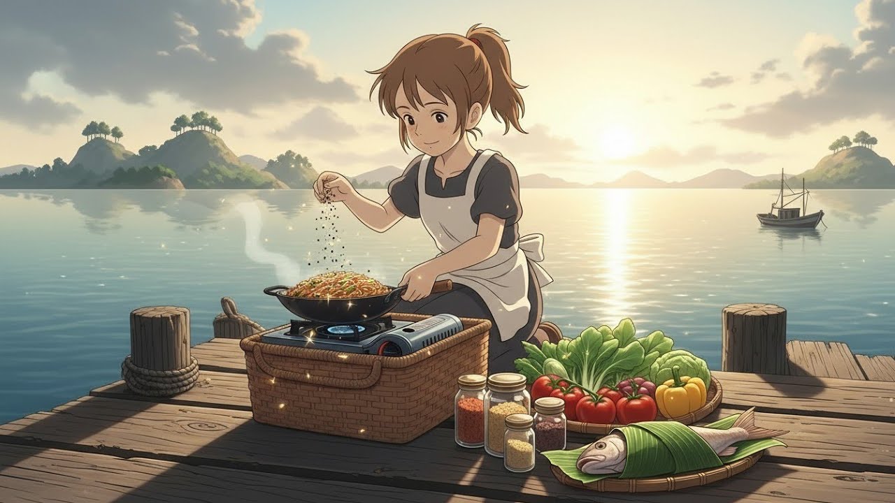  I made Chaomin for My Father-in-Law by the Seaside | Ghibli Style ASMR