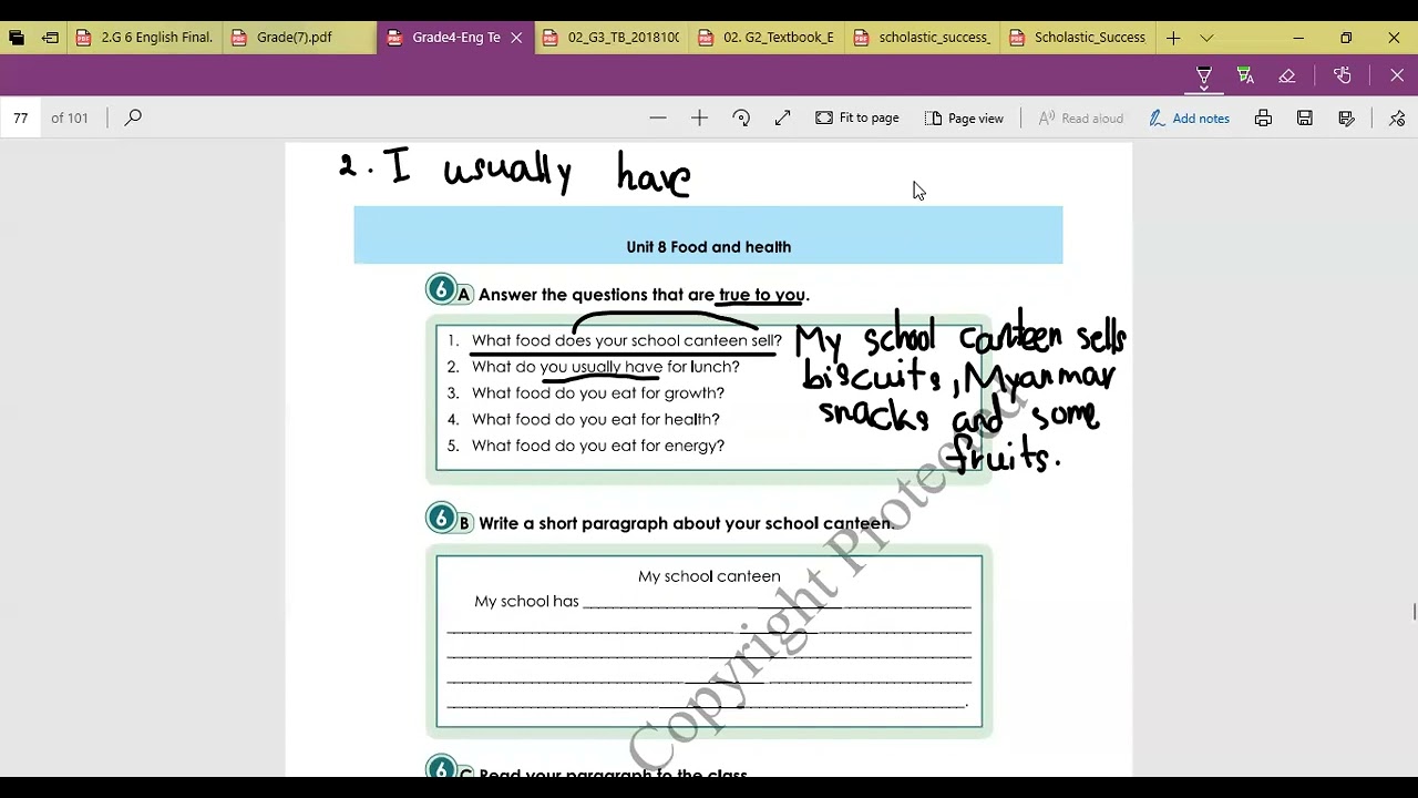Grade(4) English Unit(8) Lesson (2) 6A , 6B , 6C