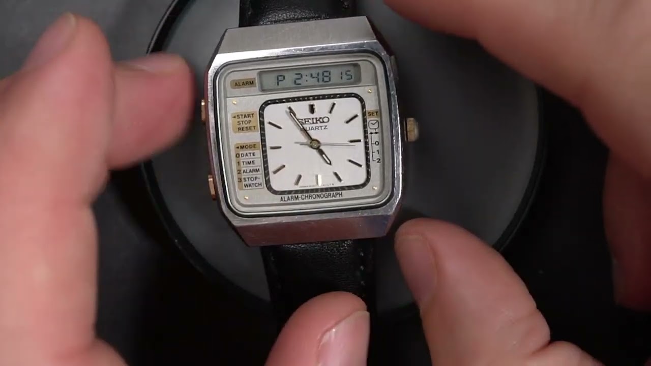 How to set a Seiko H357 analog digital movement time, date, day, alarm, hands, etc.