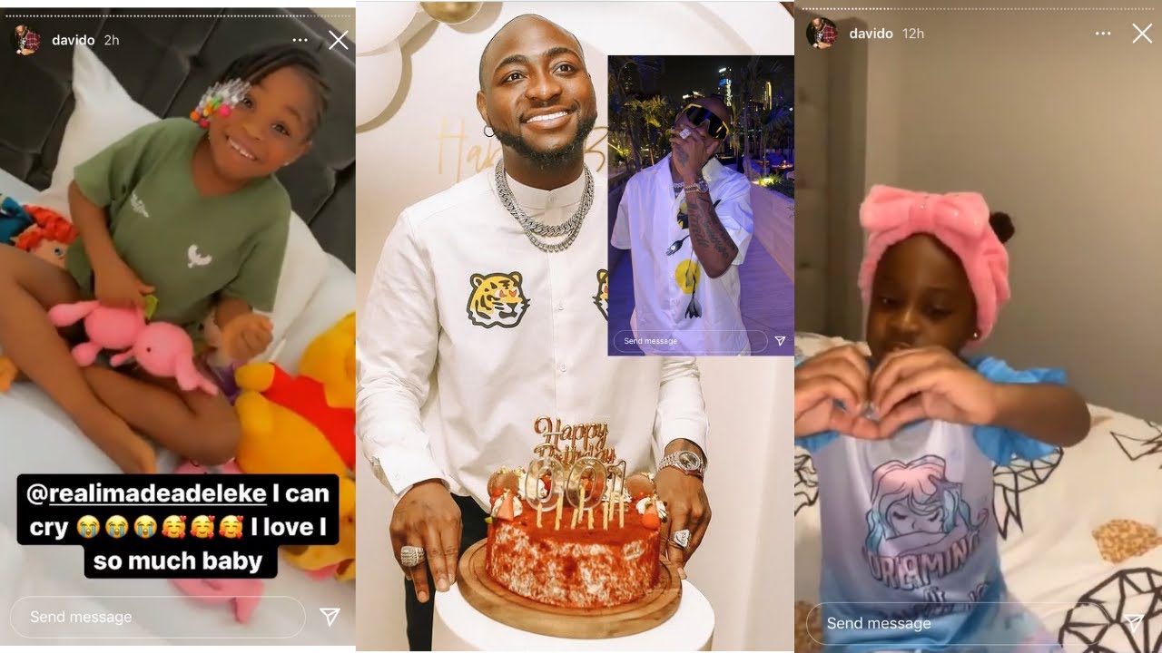 Davido In Tears As His Daughters Imade And Hailey Prayed And Wish Him A Happy Birthday