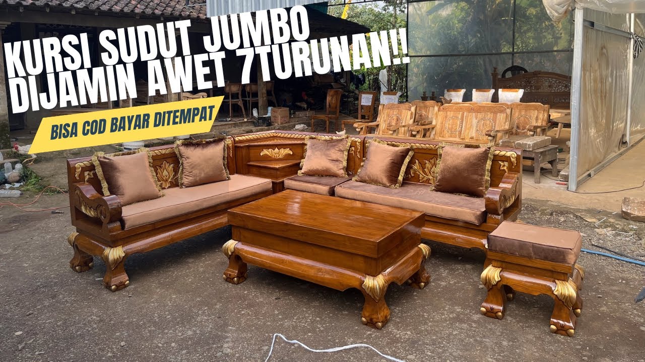HANYA ADA DISINI KURSI SUDUT JUMBO JATI UKURAN COSTUM TERBESAR DIDUNIA😱