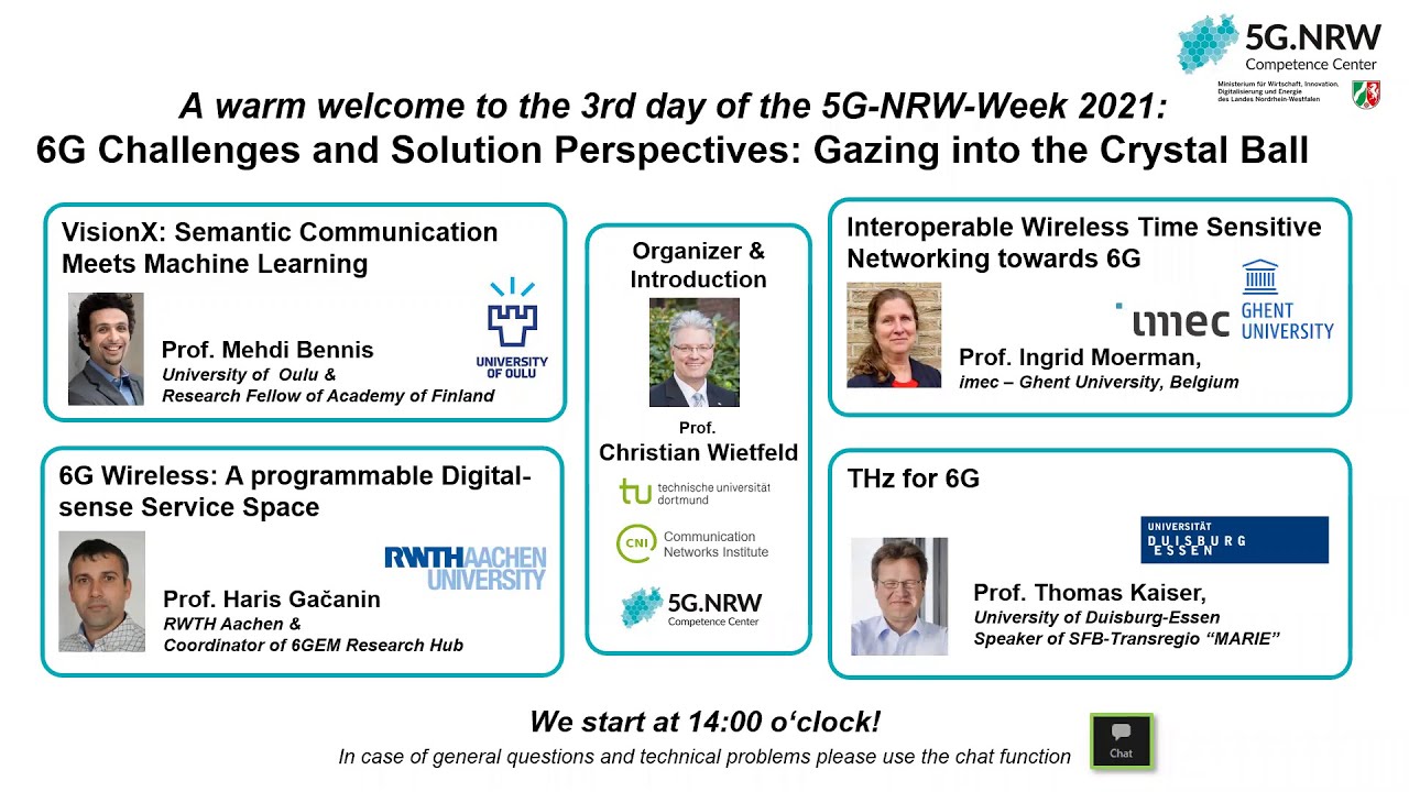 5G-NRW-Week 2021: 6G Challenges and Solution Perspectives: Gazing into the Crystal Ball