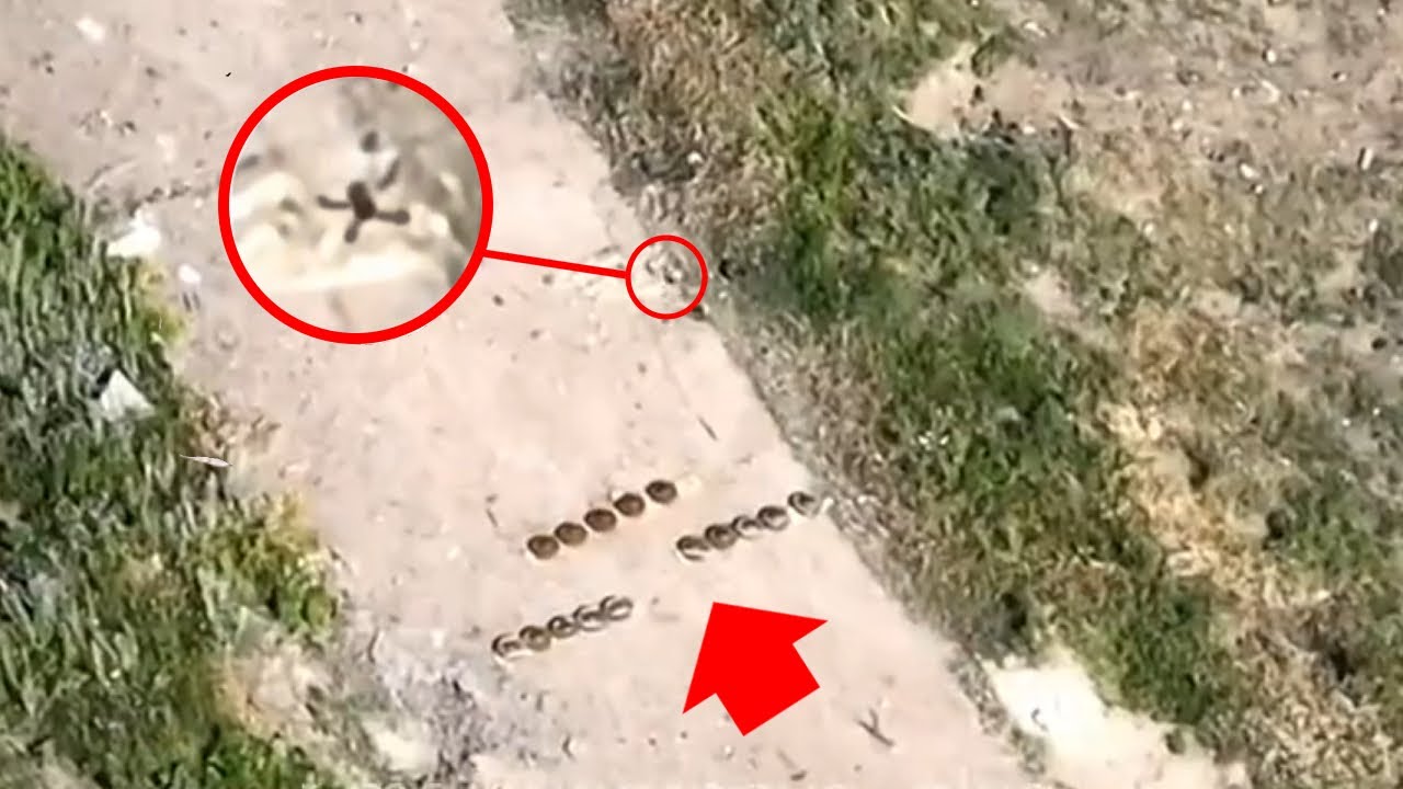 Small Drone Drop Grenade Down At Anti Tank Mine Line