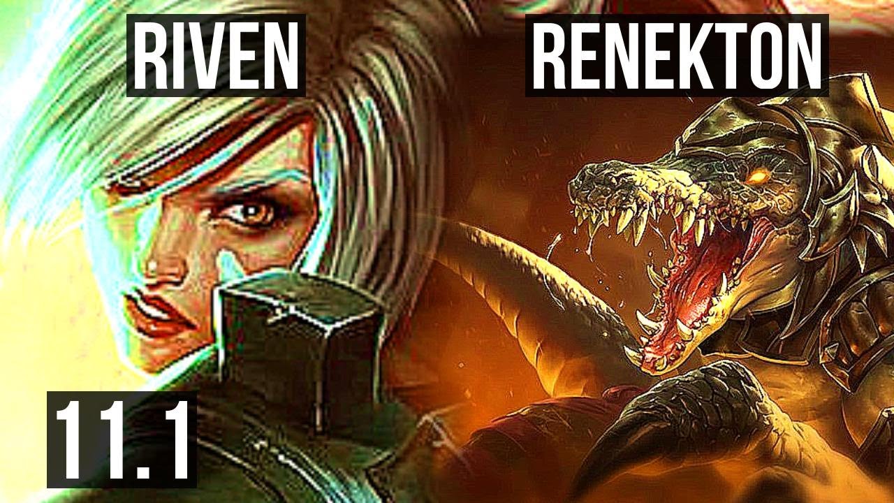 RIVEN vs RENEKTON (TOP) | Rank 4 Riven, 6 solo kills, 400+ games, 11/3/5 | BR Grandmaster | v11.1