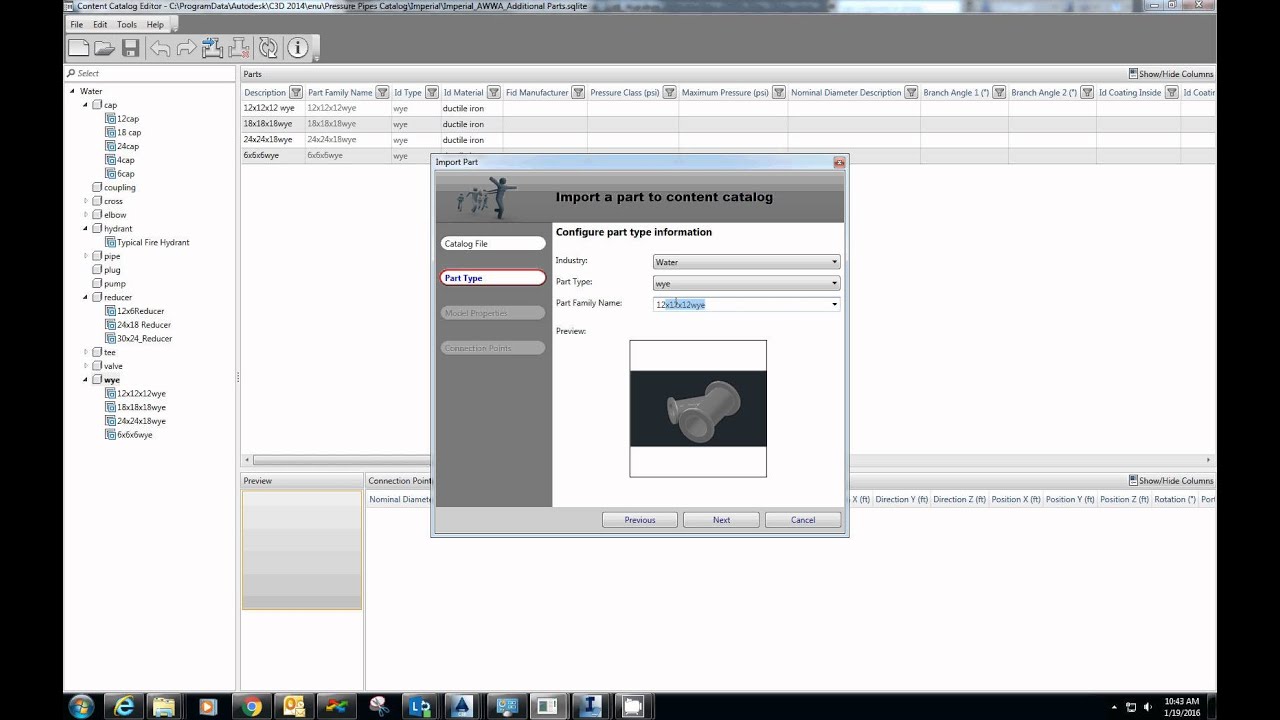 Pressure Pipe Part Creation in Content Catalog Editor