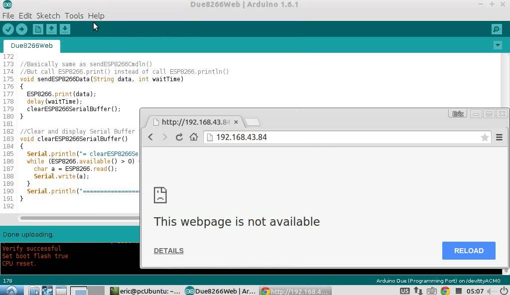 Arduino + ESP8266 - a simpe web server response with HTML