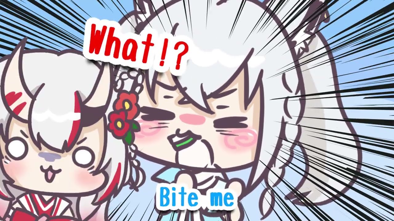 Ayame and Mio are amazed at Fubuki's childhood biting habits【HololiveAnimatedClip/Fubuki/Ayame/Mio】