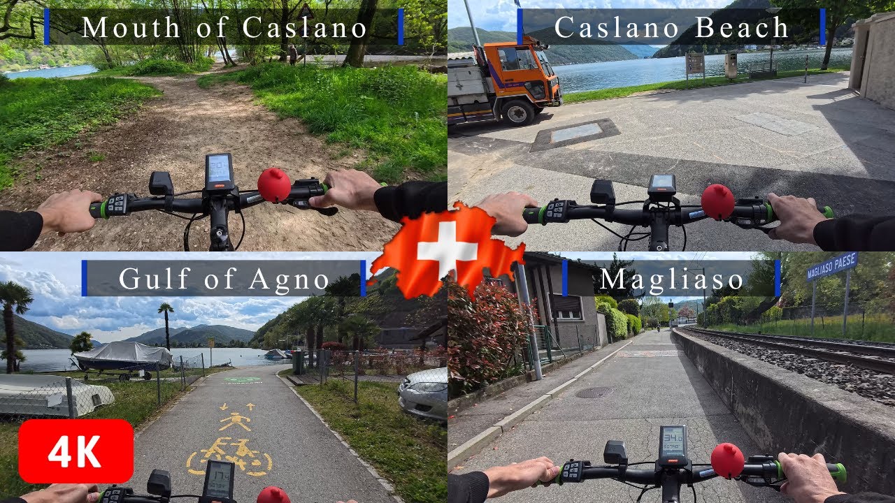 Switzerland, Agno, Magliaso and Caslano 4K mini bike tour.