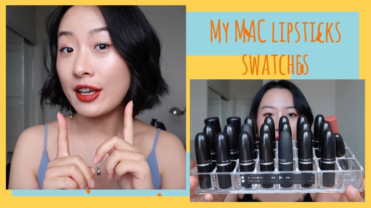 my mac lipsticks swatches我的23支mac口红试色 chili/russian red/ruby woo/brick-o-la