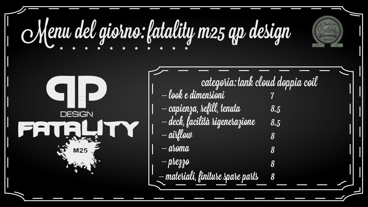 tanto vapore tanto aroma fatality m25 RTA qp design recensione emiliabuilder ita