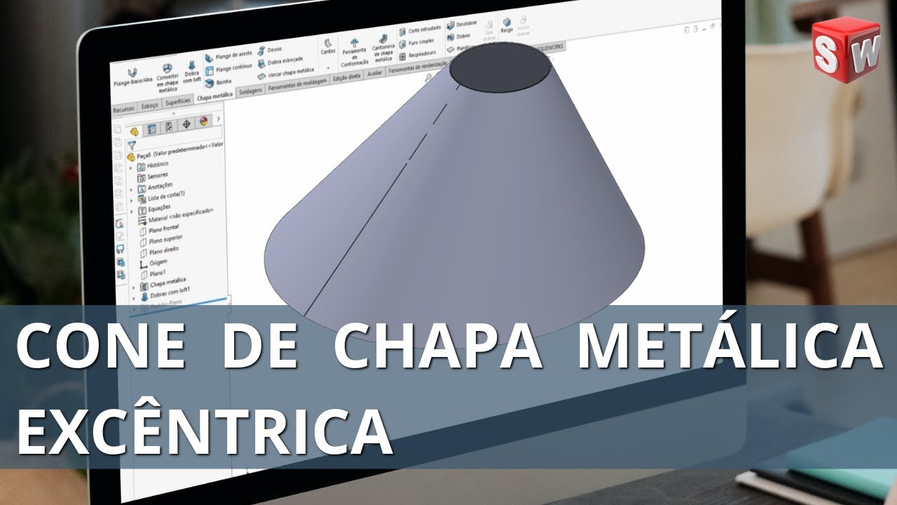Cone de Chapa metálica Excêntrico - SOLIDWORKS