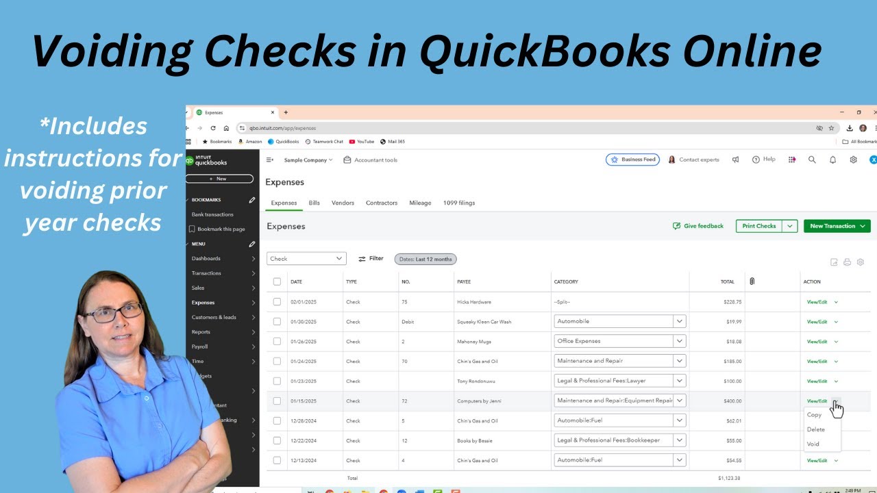 Voiding Checks in QuickBooks Online