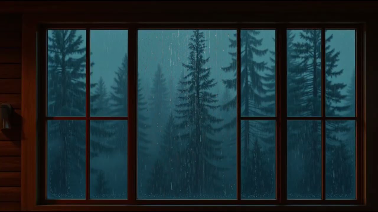 🌧️ Deep Sleep in a Cozy Cabin | Realistic Rain on Window & Forest Night ASMR