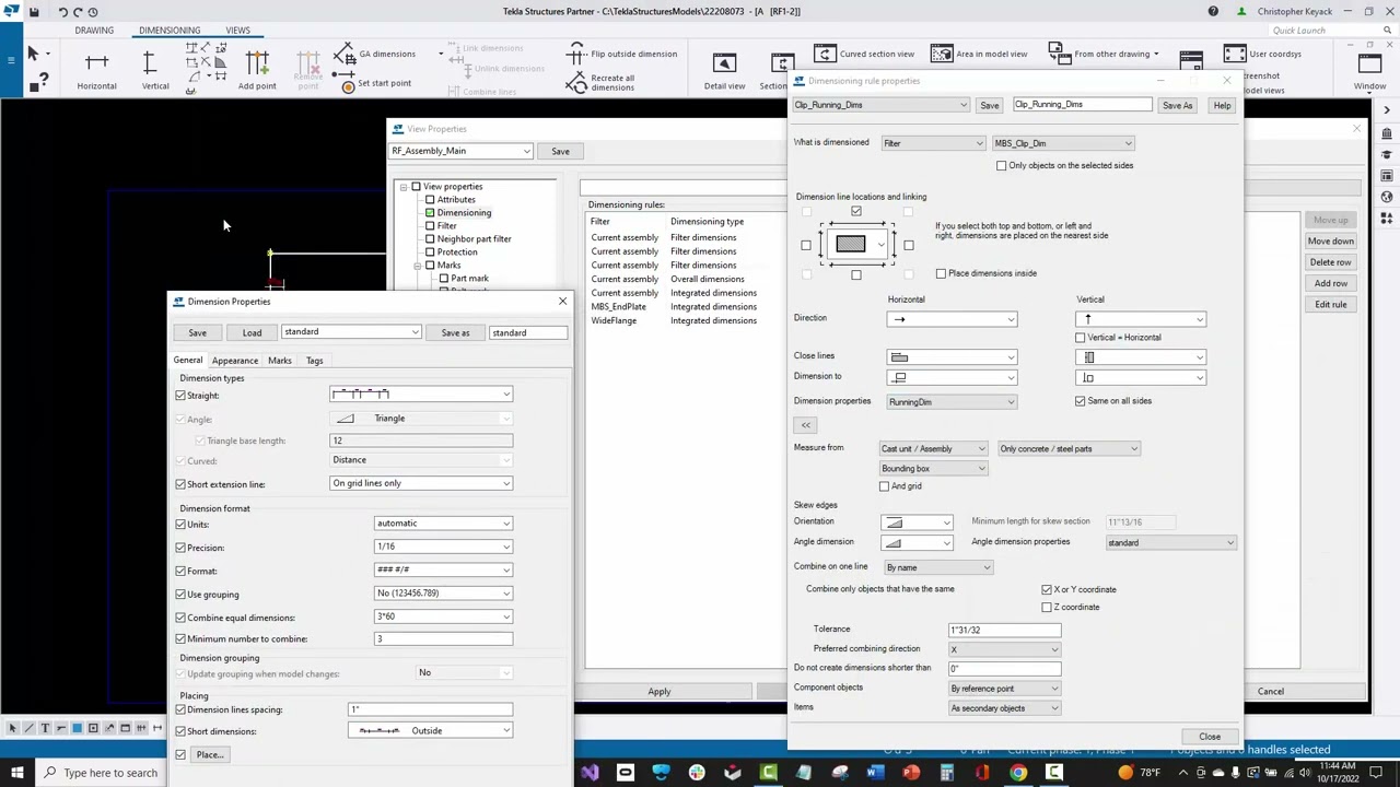MBS Tekla Dwg 14 - Filters, Dimensioning, and Mark Rules