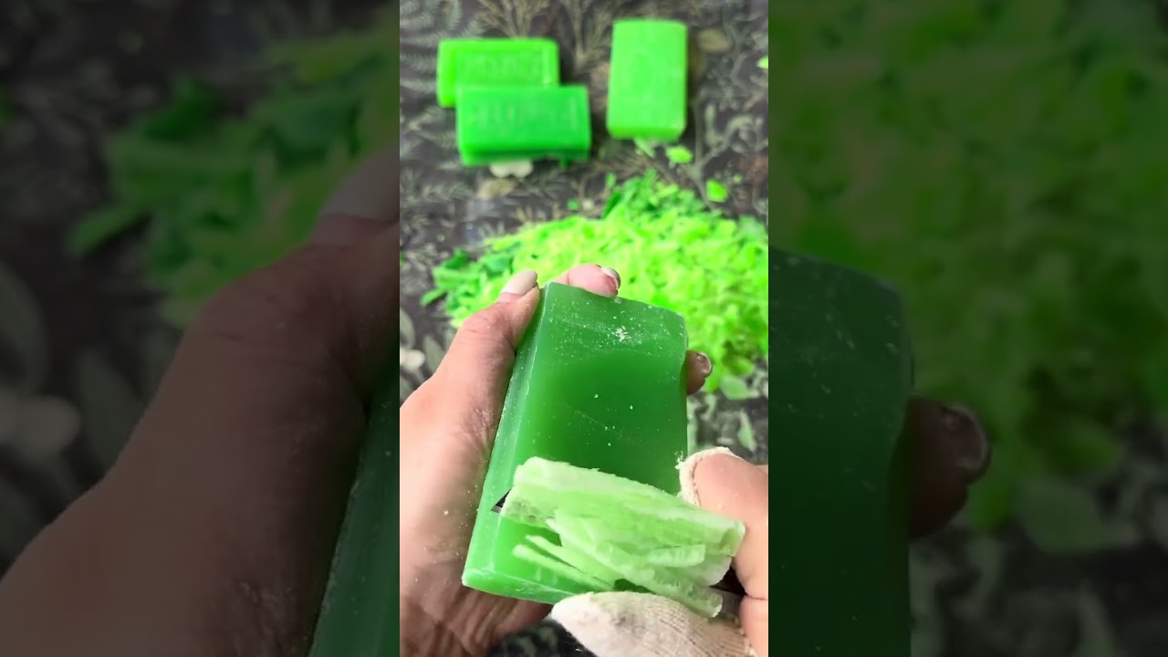 Giant Green Soap Squish #SoapCarving #SoapCutting #ASMR #Satisfying #OddlySatisfying #Relaxing #Soap