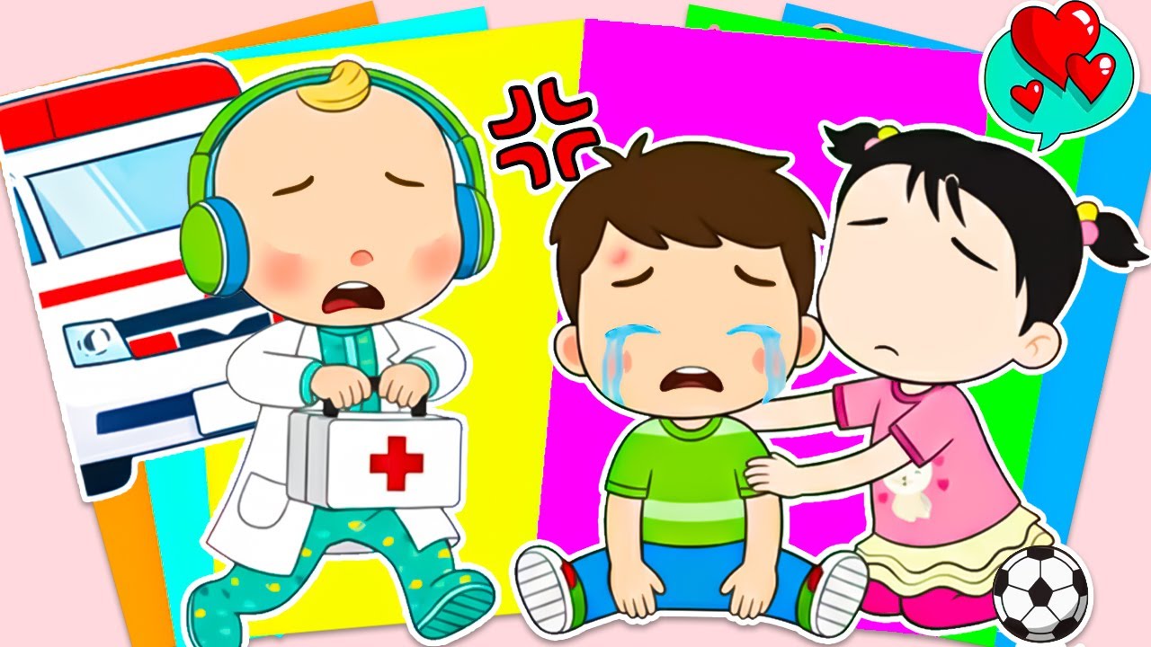 【Paper DIY】Decorate Sticker Book With TomTom Falling While Playing Soccer & Cece Calling Doctor JJ!