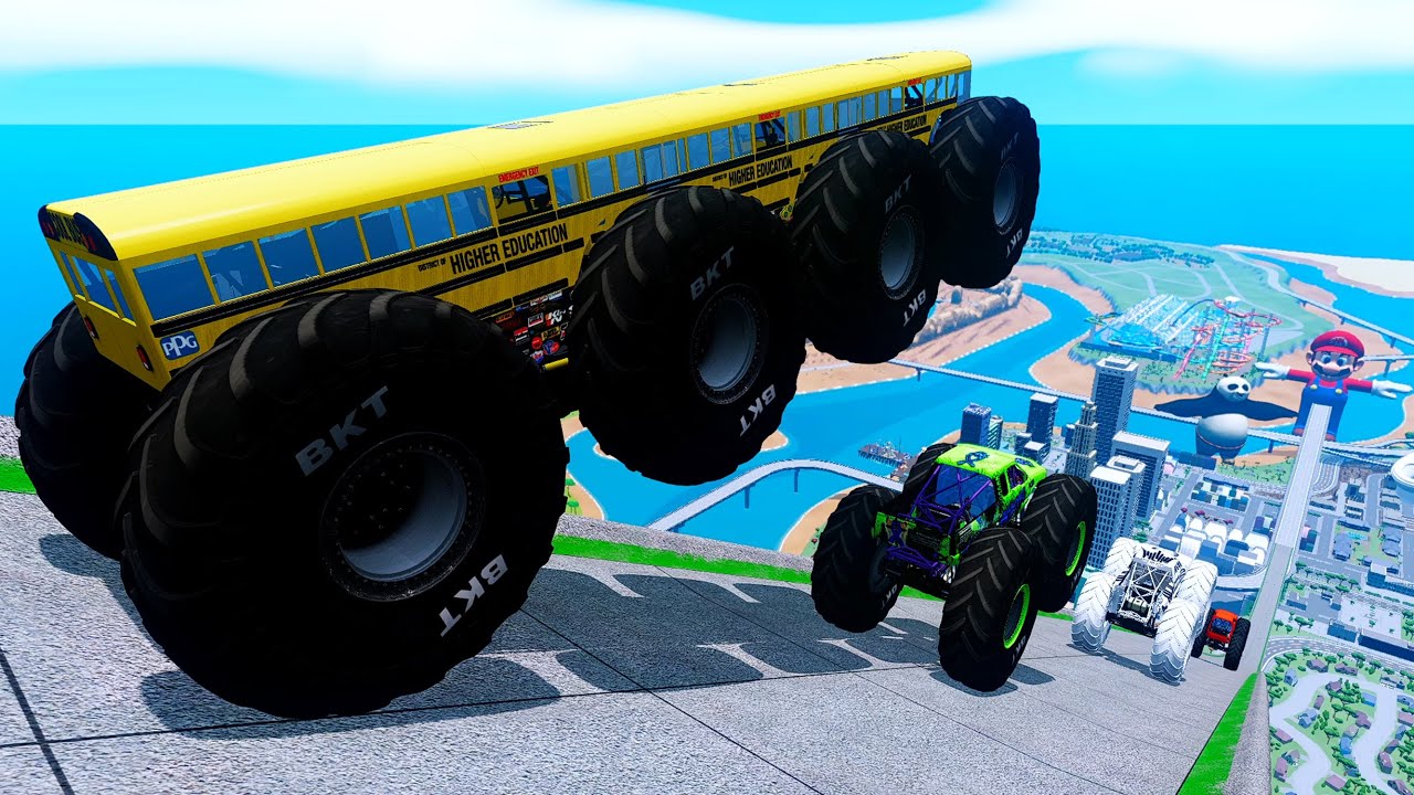 Epic High Speed monster trucks jumps stunts & crashes #032 | BeamNG Drive