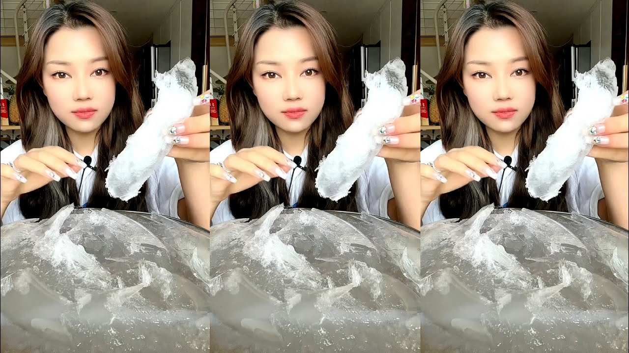 THIN ICE EATING / SLUSH ICE. ICE EATING sun girl