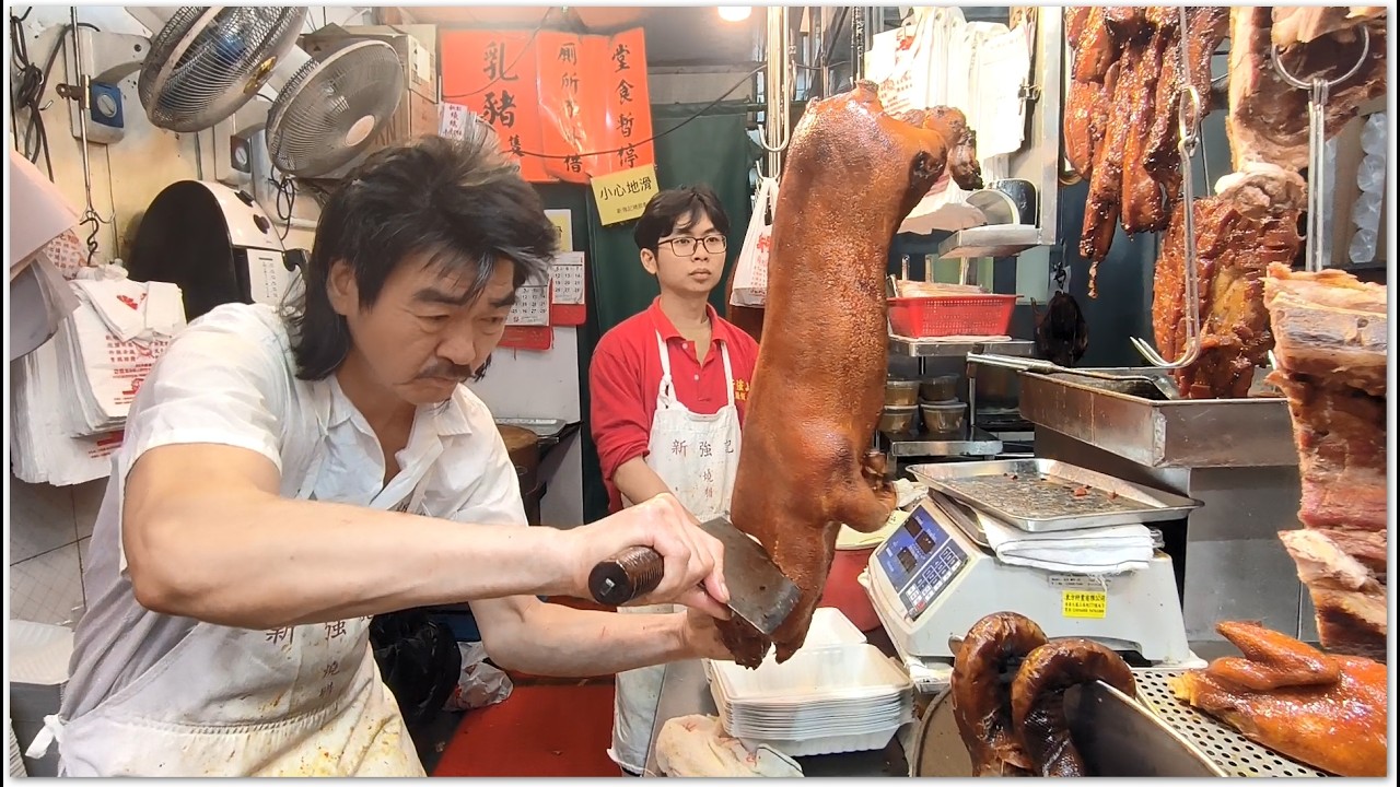 師傅出馬 鬍鬚哥來了 Roast Pork Crispy Yummy Hong Kong Food 西貢屯門赤柱也來燒味吃 燒乳燒腩骨燒肉實在太好吃 香港美食 新強記燒臘飯店
