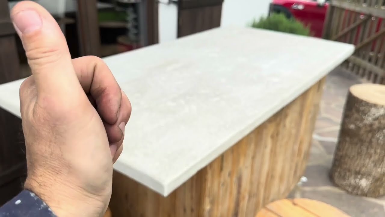 How to make a concrete counter top with marble effect for outside