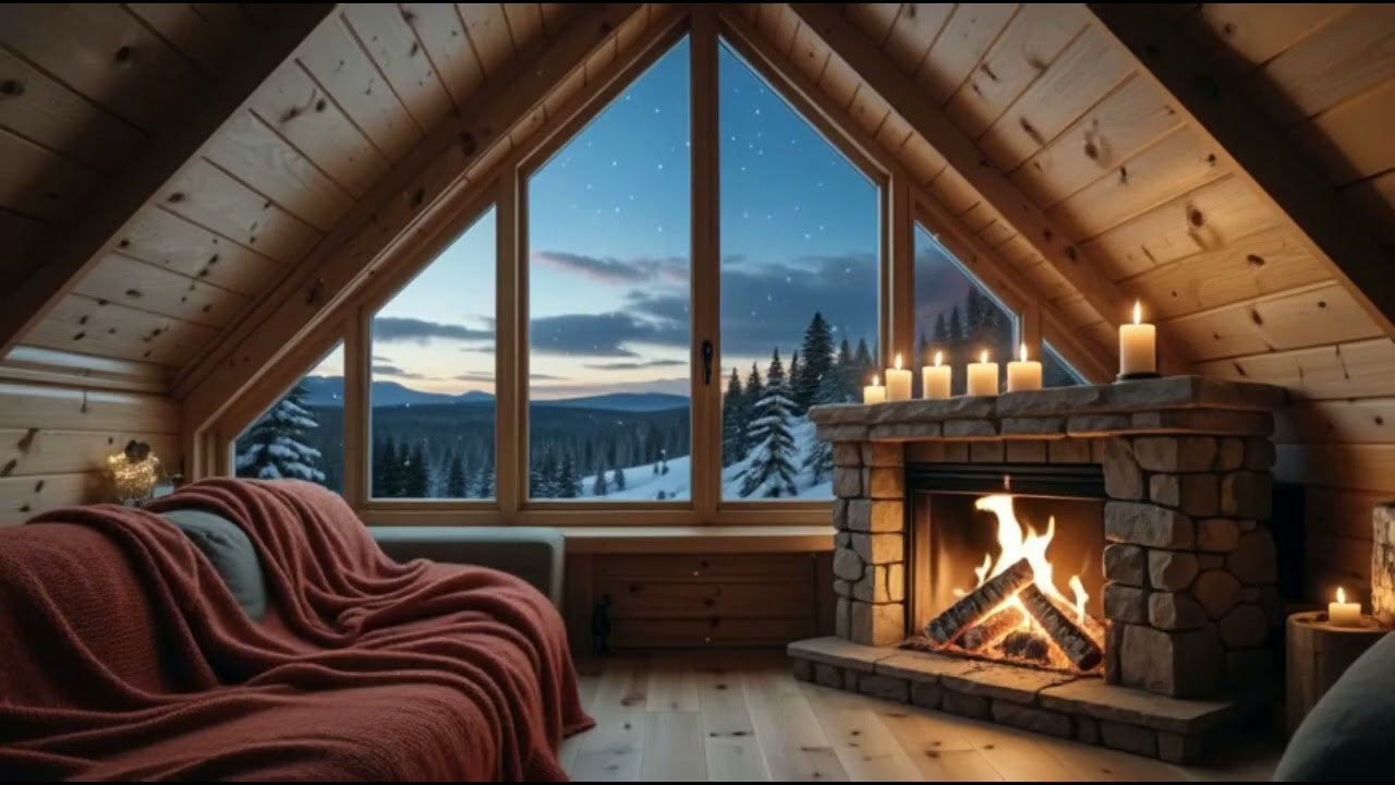 Cozy Winterscape Fireplace Jazz Vibes