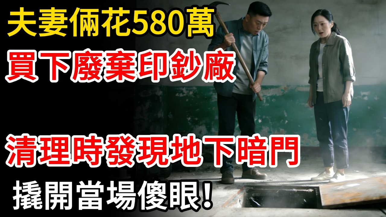 夫妻倆花五百八十萬買下廢棄印鈔廠，清理時發現地下暗門，撬開當場傻眼！