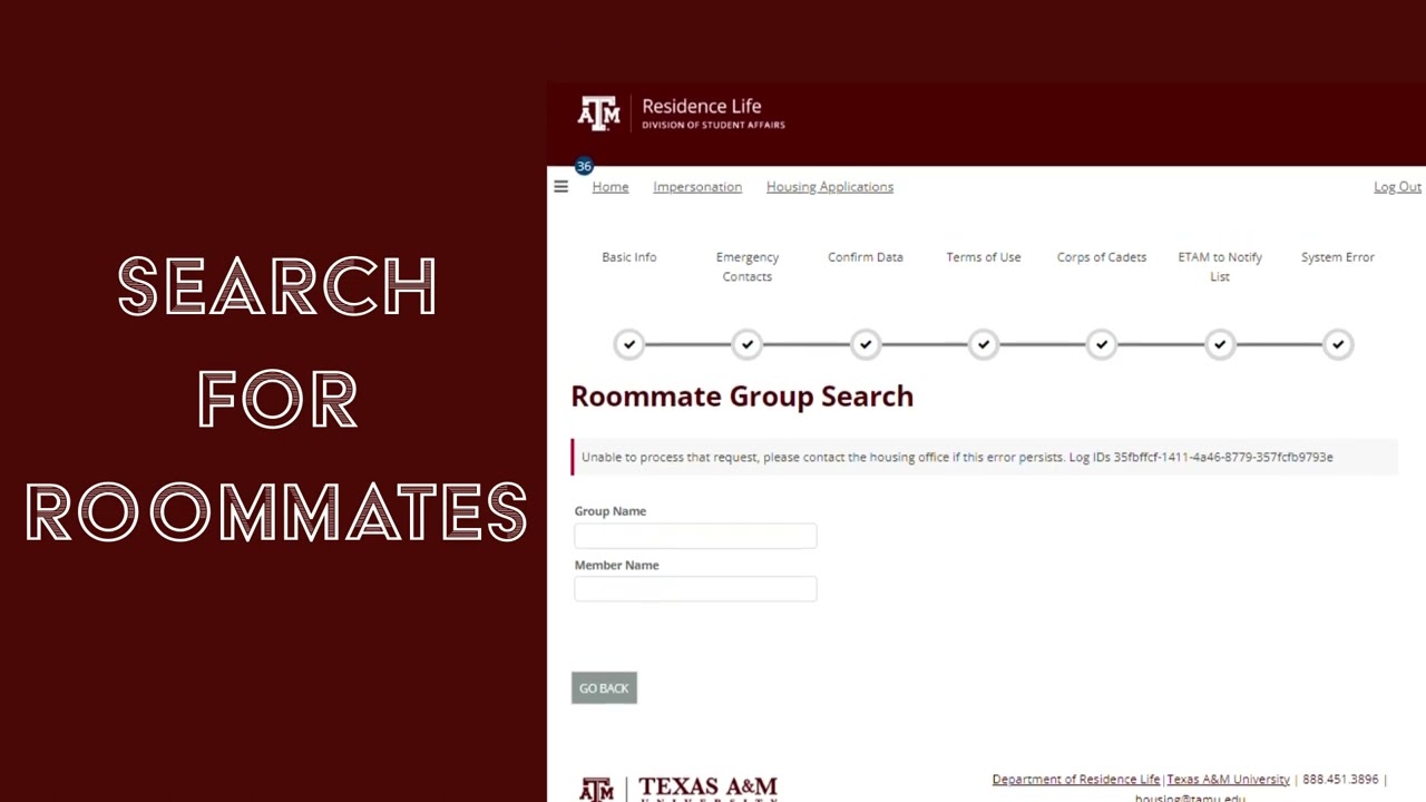 Housing Application Phase III - Roommate Selection