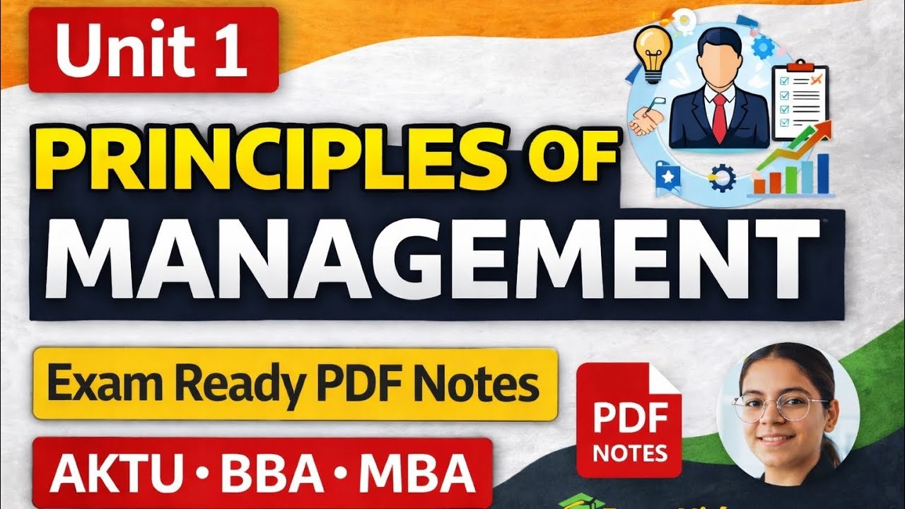 Principles of Management Unit 1| MCA| BBA|B. COM |MBA | AKTU| PDF NOTES