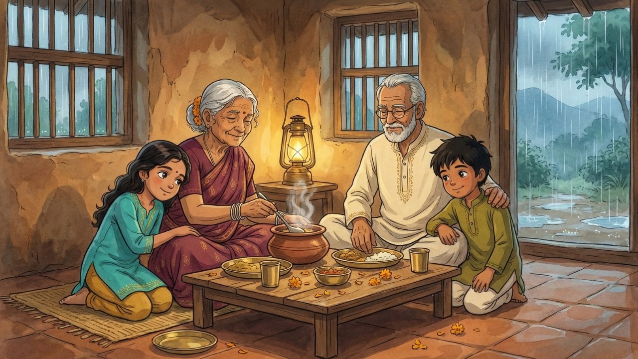 A Summer Monsoon Evening at Indian Grandparents’ Village 🌧️ | Ghibli-Inspired Nostalgic ASMR