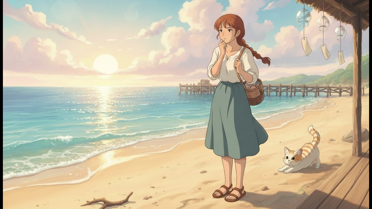 A Peaceful Day at the Seaside 🌊 | Cozy Ghibli-Inspired Slow Life Animation