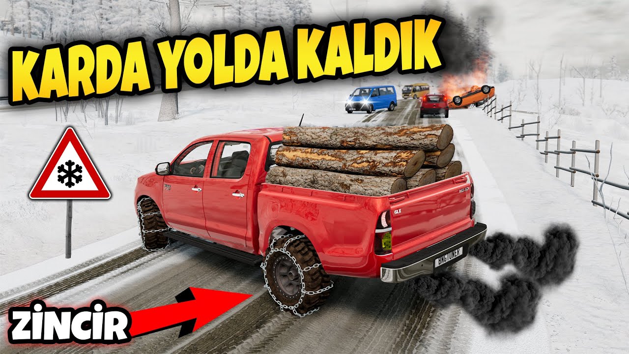 ZİNCİR TAKIP KARDA AĞIR YÜK TAŞIDIM / HİLUX / ROLEPLAY TADINDA / BeamNG.drive / KARDA MAHSUR KALDIK