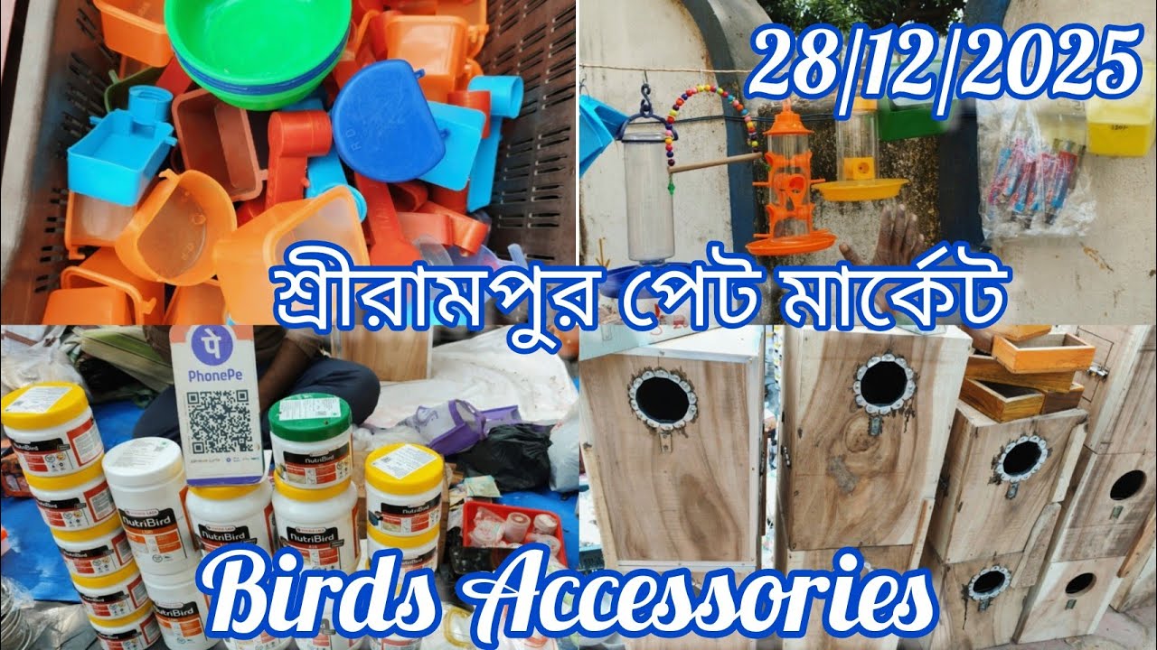 Shrirampur Pet Market।Birds Accessories Price Update.28/12/2025. কম দামে পাখির প্রয়োজনীয় জিনিসপত্র