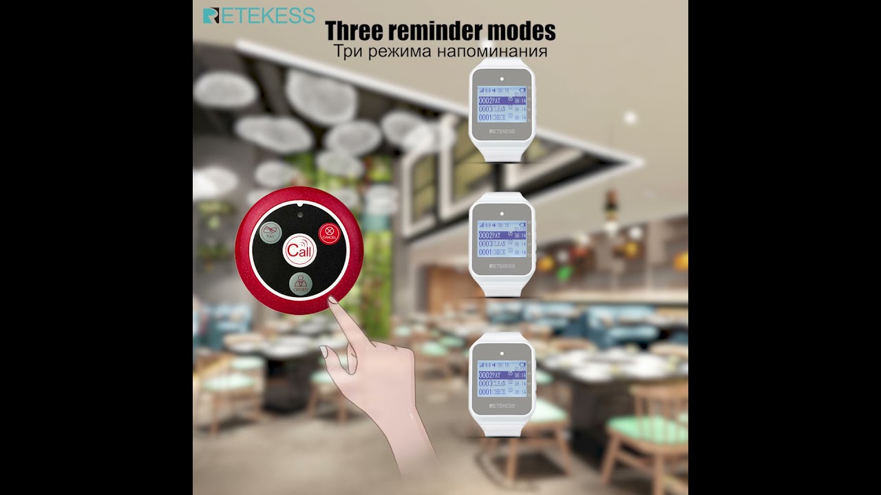 Wireless Calling System TD108 Waterproof Watch Pager T117 Call Button Feature demonstration Video