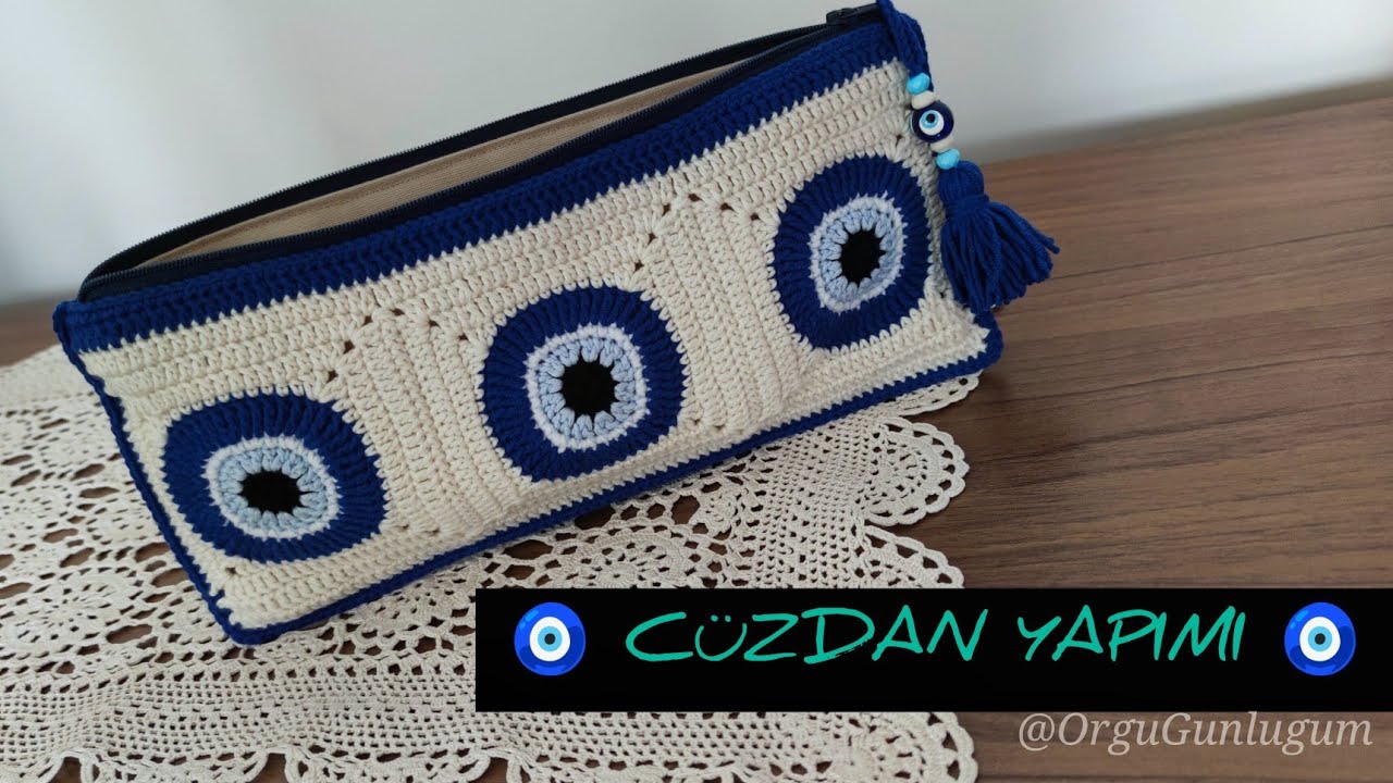 Nazar BONCUK Motifli Çanta Yapımı 🧿6 MOTİFLİ NAZAR BONCUKLU CÜZDAN YAPIMI 🧿 Crochet bag 🧿