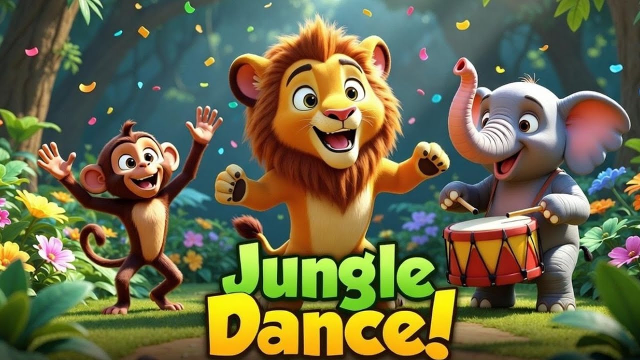 3D Jungle Dance Rhyme for Kids | Cute Animal Song | Little Kids Hubb