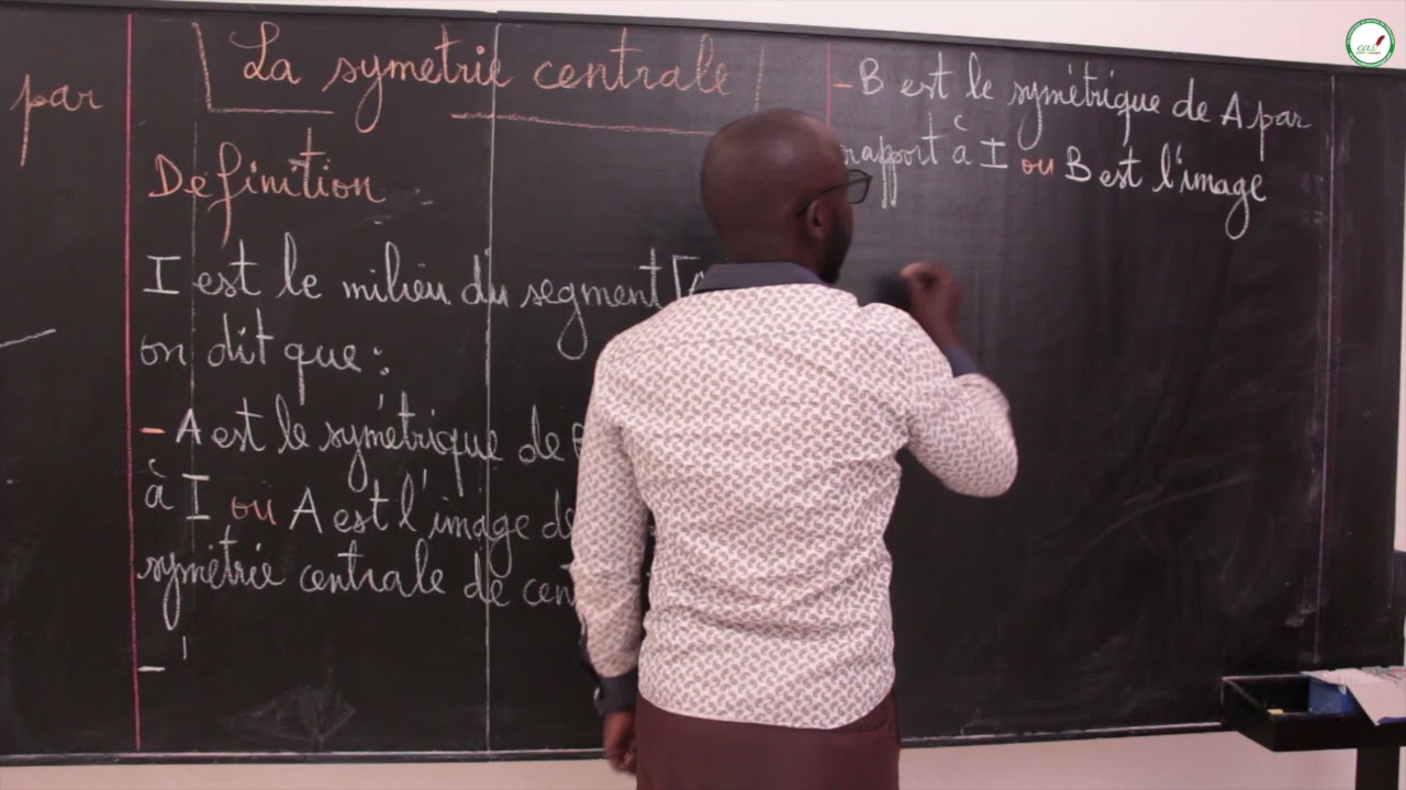 Cours - Cinquième - Mathématiques : La symétrie centrale / Symétrique d'un point par rapport à 1 .
