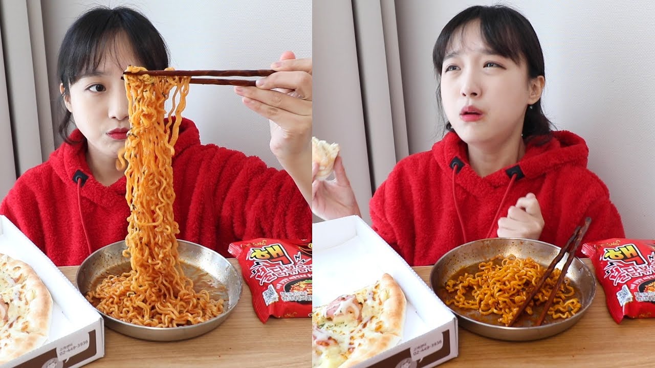 뉴 핵불닭볶음면 먹방 (feat.더블 포테이토 피자) _ 눈물이 차올라서 고갤들어🎶 :D