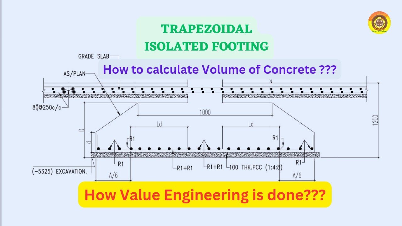 Trapezoidal Footing || Concrete Volume Calculation|| Value Engineering