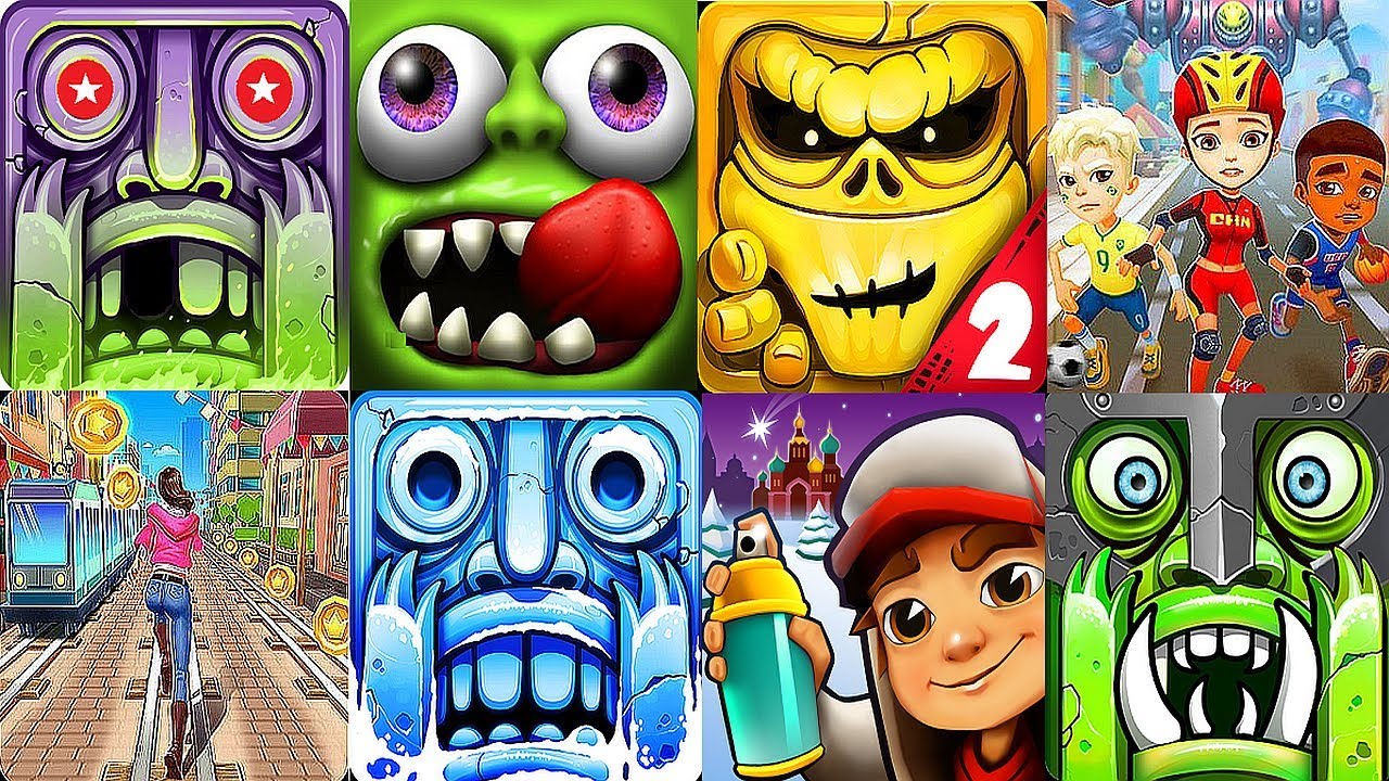 Subway Surfers VS ( Bus and Railway Surfers ,Temple Run 2 , Zombie Run 2 and Tsunami ,Monster Run )