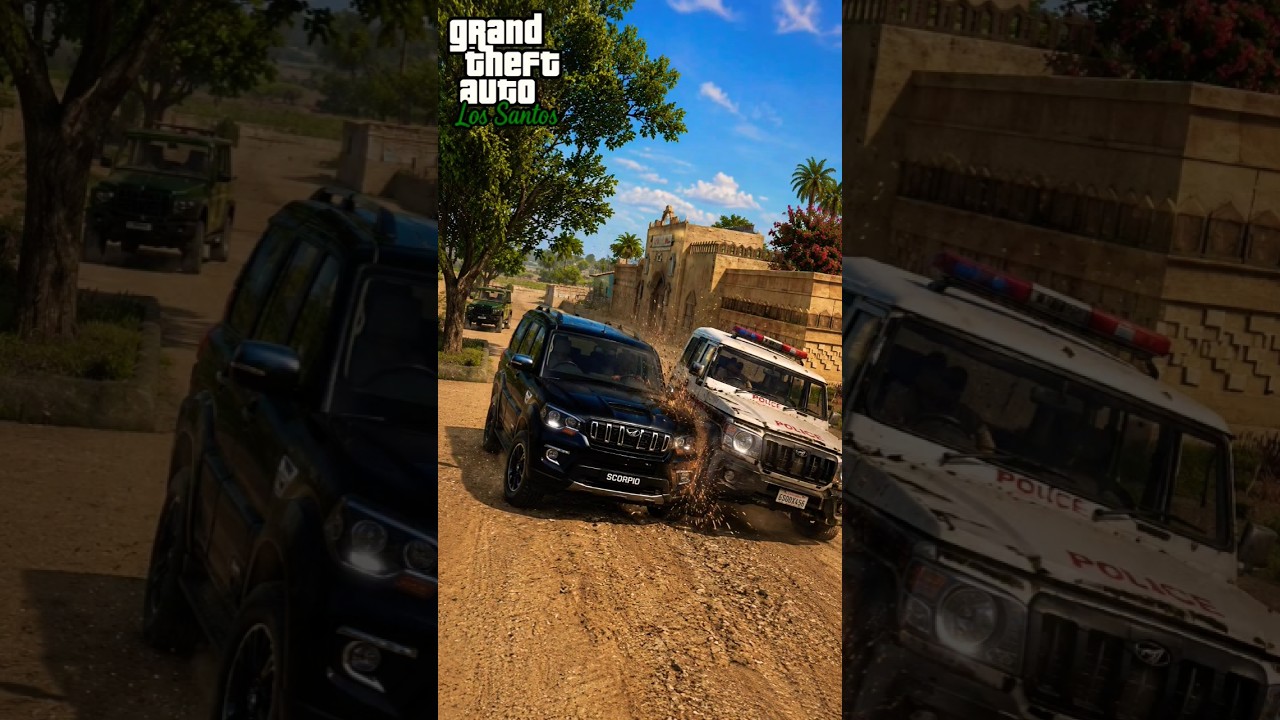 Trouble with the Police 🔫🥷 #viral #police #gta5 #scorpio #village #trendingshorts