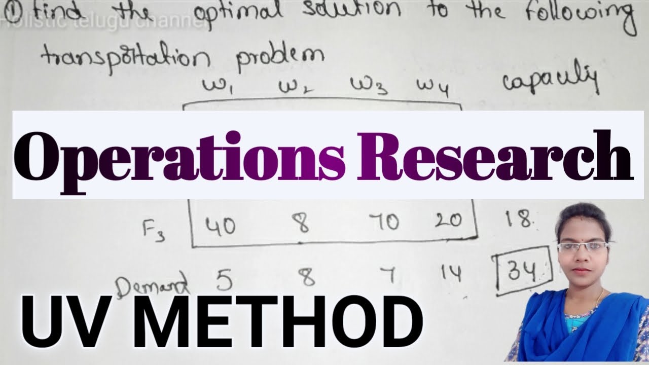 Optimum Solution in Transportation problem using UV method ll Operations Research in telugu ll UV ll