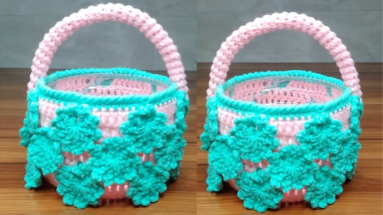 SUPER 😍💥💯BEAUTIFUL⚡💯👍3D KNITTING CROCHET BASKET MAKING TUTORIAL VERY EASY #amazing #crochet #basket